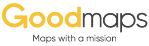 GoodMaps logo in yellow and black text maps with a mission